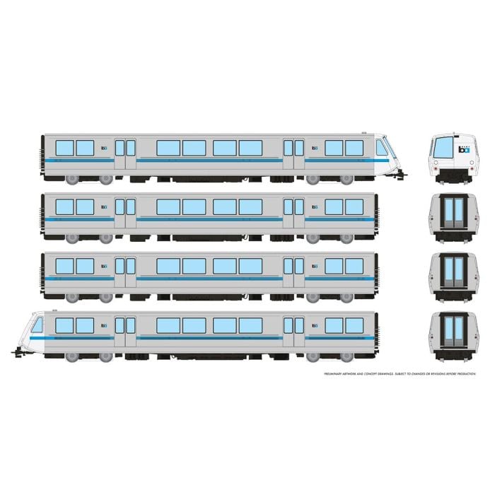 Rapido HO Scale BART A-B-B-A Set (DC)