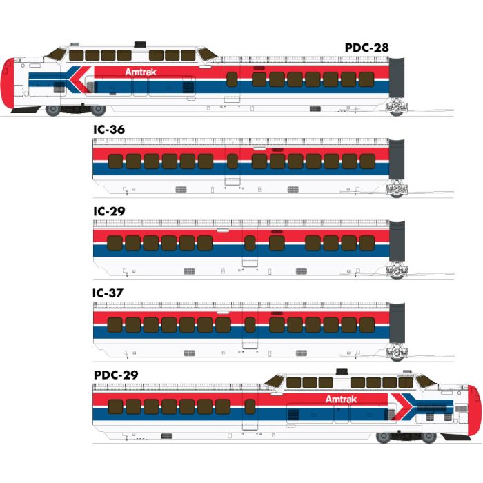 Rapido HO Scale UAC TurboTrain DCC w/Sound Amtrak (Late Scheme) #50-70-71-72-71