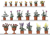 Busch HO Flower Pots w/Flowers