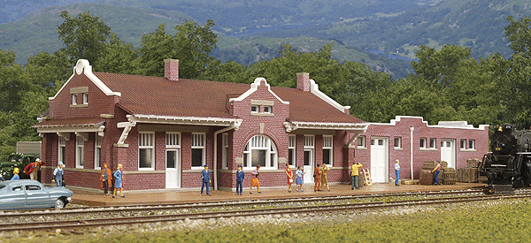 N Santa Fe-Style Brick Depot w/Freight House